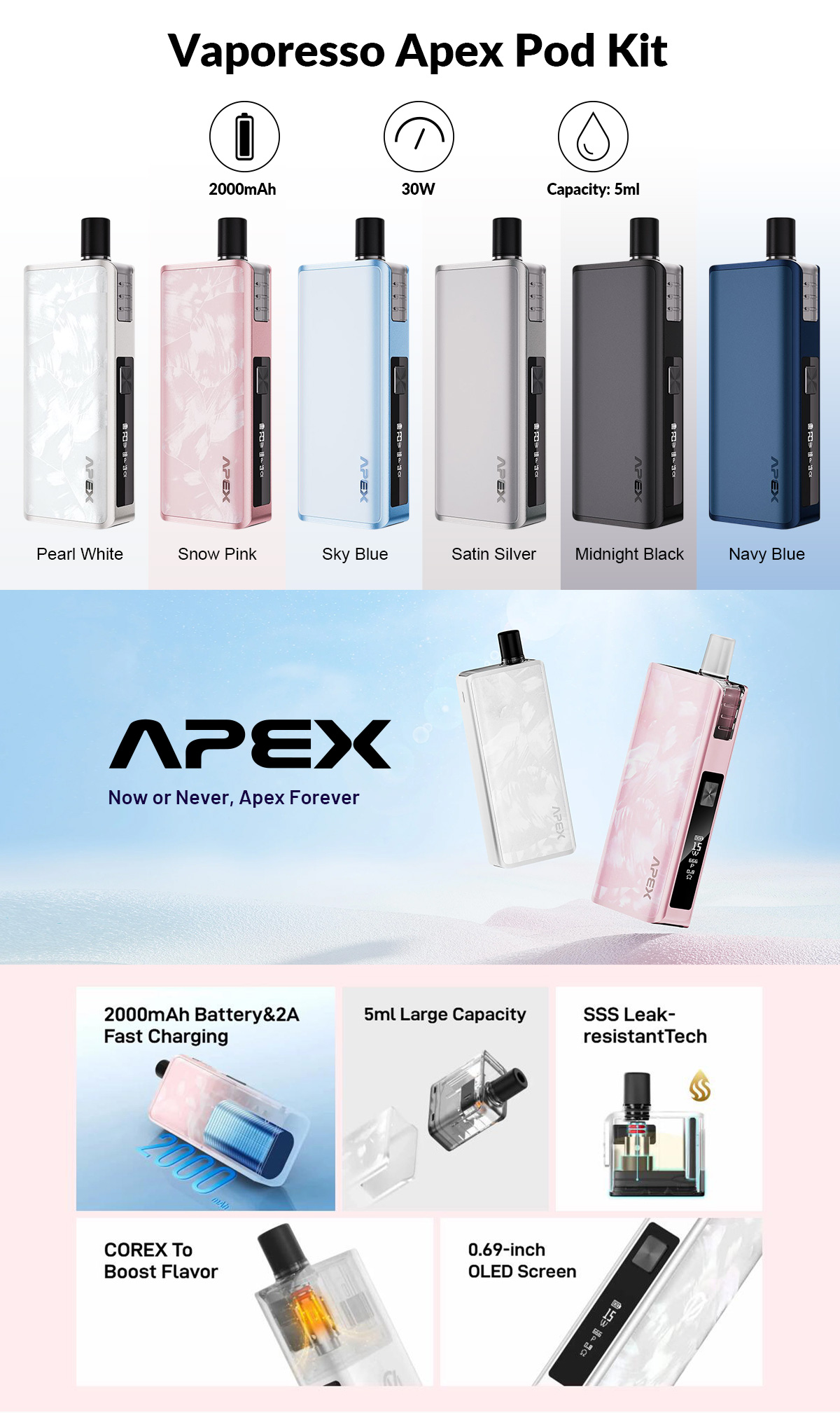 Vaporesso Apex Pod System Kit 2000mAh 30W