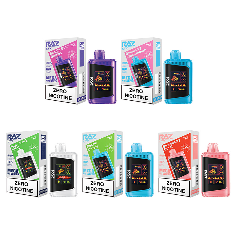 Sour Raz Vapes RAZ LTX 25K ZERO DISPOSABLE VAPE RAZ Vapes - 70+ Flavors,  TN9000, LTX25K