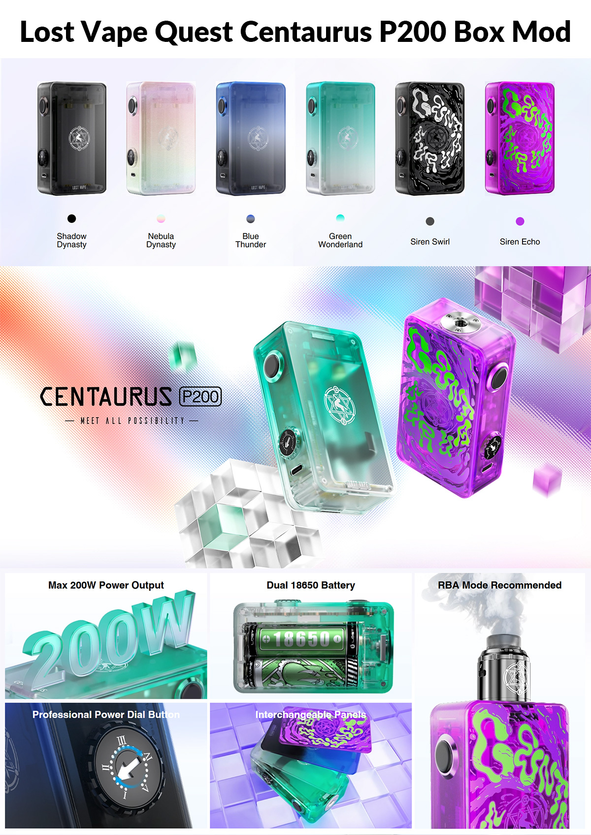 lost vape quest centaurus p200 box mod for sale