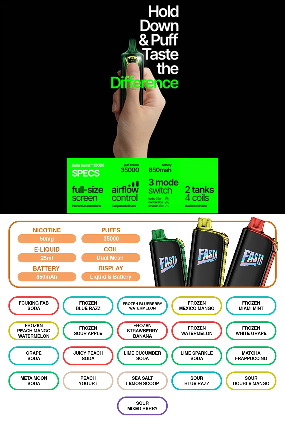 fasta burrst 35000 flavor cards