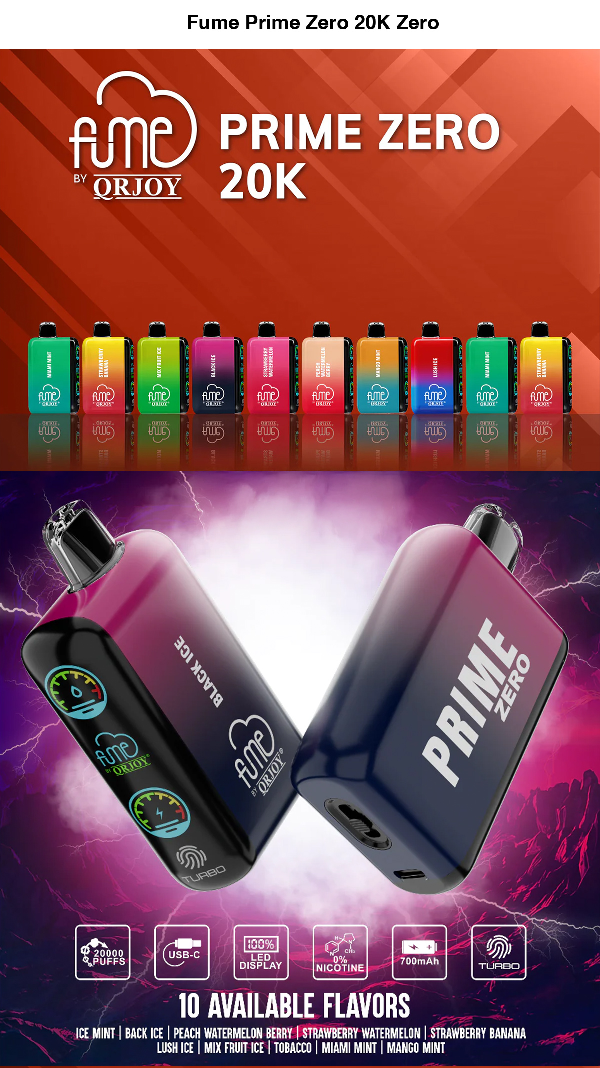 fume prime zero 20k zero nicotine for sale