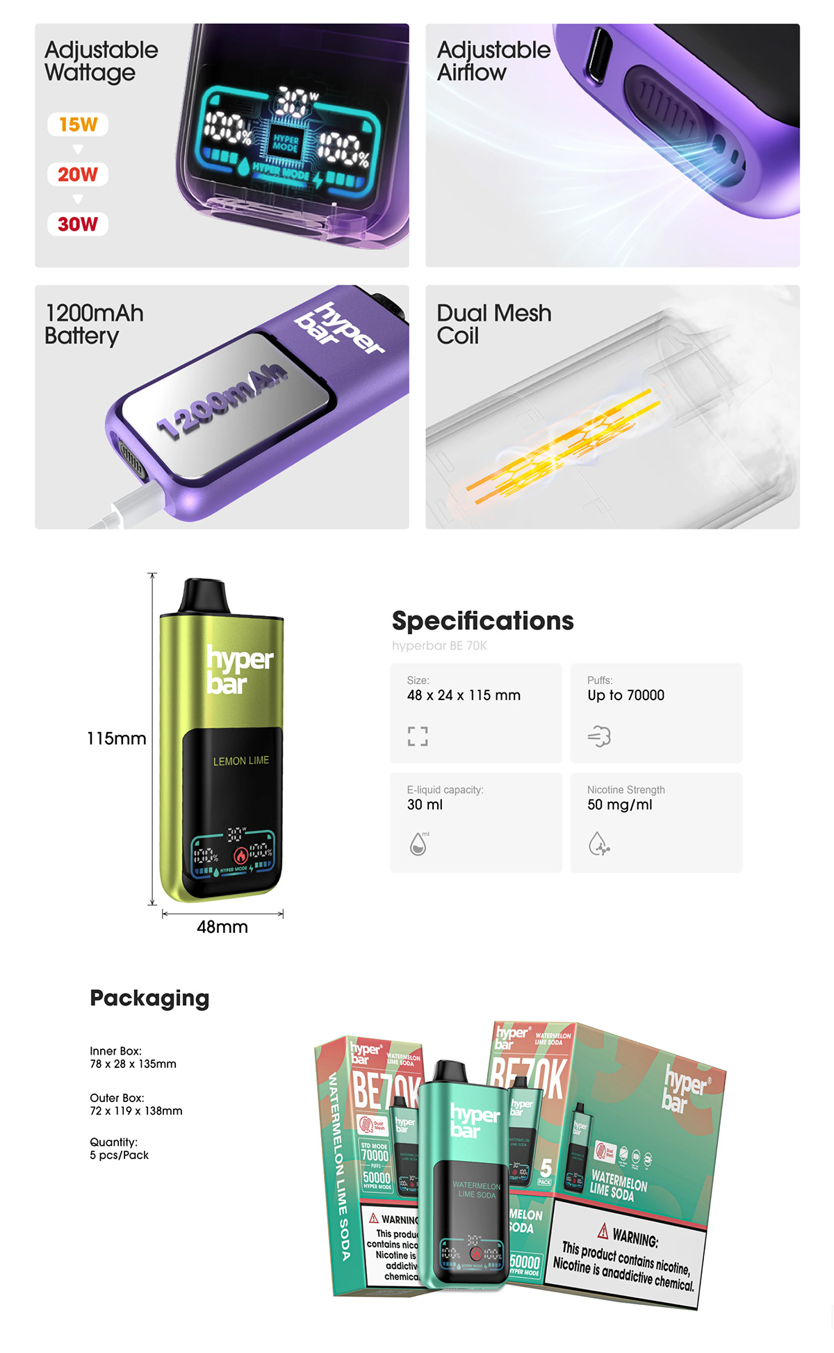 hyper bar be 70k disposable vape for sale