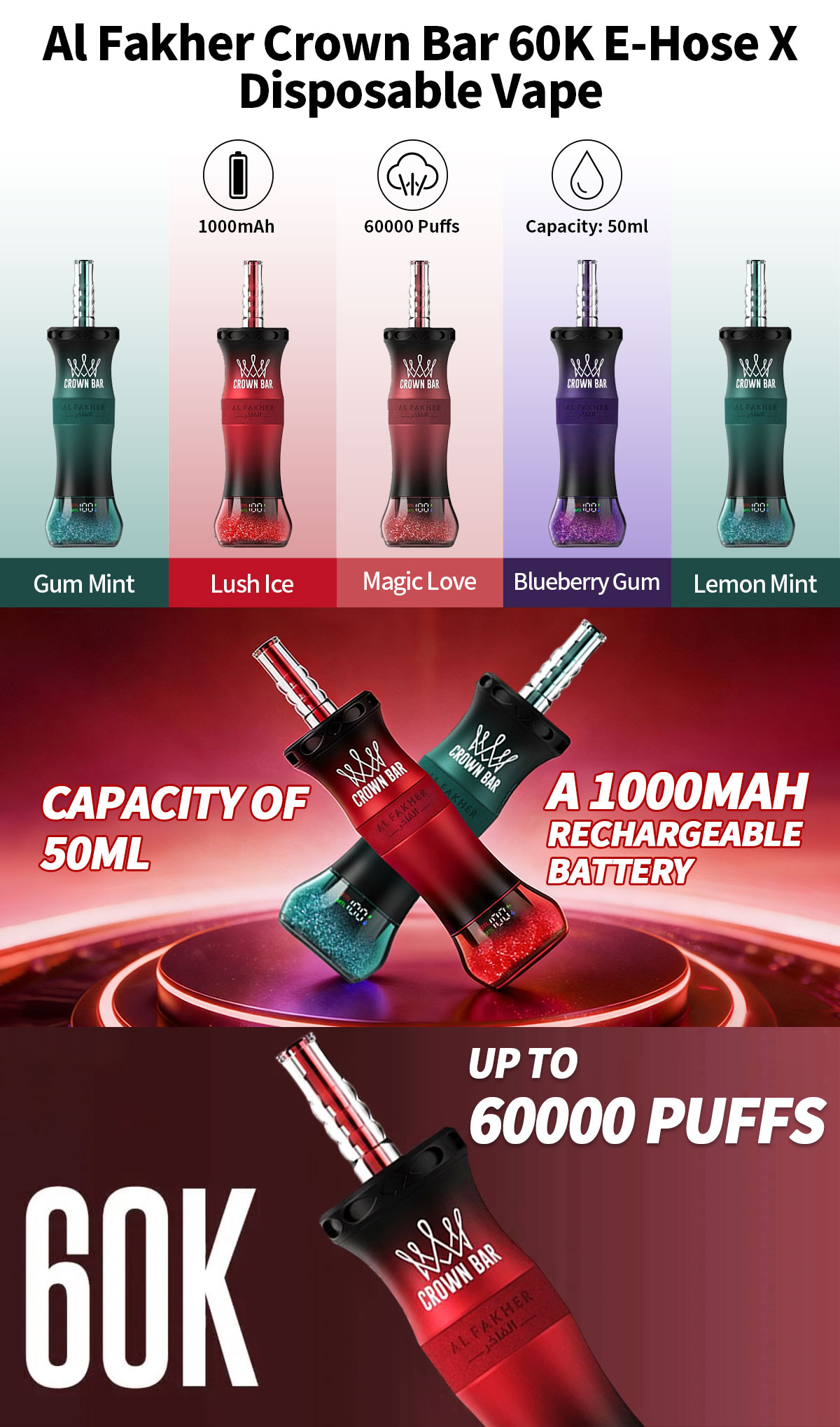 al fakher crown bar 60k e-hose x hot sale al fakher crown bar 60k e-hose x hot sale