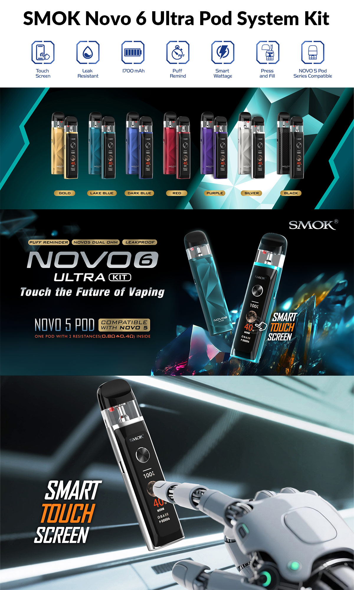 smok novo 6 ultra pod system kit