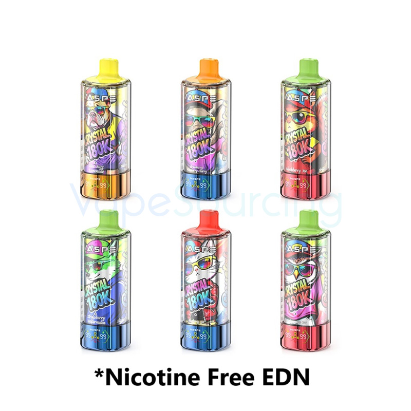 WASPE Crystal 8-in-1 180K Nicotine Free Disposable Vape 68ml 0% (180000 Puffs)