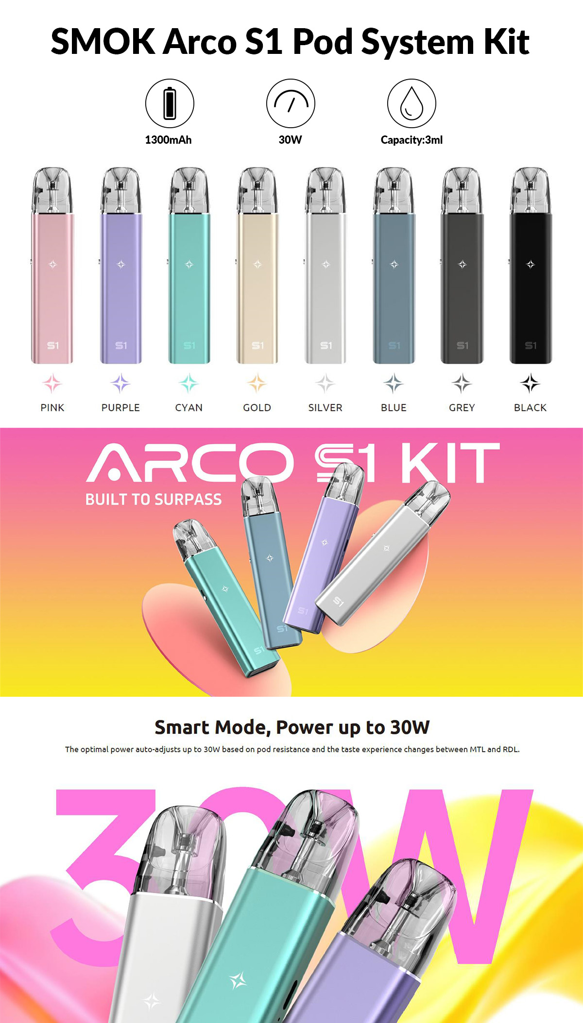 smok arco s1 pod system kit smok arco s1 pod system kit